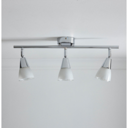 Kliving Dione 3 Light White Glass Shade Chrome Ceiling Light with Adjustable Heads - Size: 19 x 48 x 48cm - Silver - Wilko - thumbnail 3