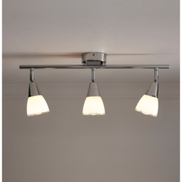 Kliving Dione 3 Light White Glass Shade Chrome Ceiling Light with Adjustable Heads - Size: 19 x 48 x 48cm - Silver - Wilko - thumbnail 4