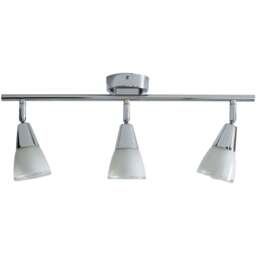 Kliving Dione 3 Light White Glass Shade Chrome Ceiling Light with Adjustable Heads - Size: 19 x 48 x 48cm - Silver - Wilko
