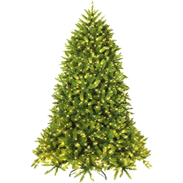 Costway Pre Lit Warm White LED Artificial Christmas Tree 6ft - Green - Wilko - image 1