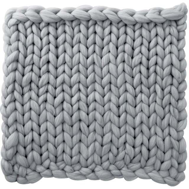 Living and Home Light Grey Chunky Knit Handwoven Throw Blanket 60cm - Wilko - image 1