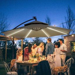 Outsunny Light Grey LED Crank Banana Cantilever Parasol 3m - Wilko - thumbnail 3