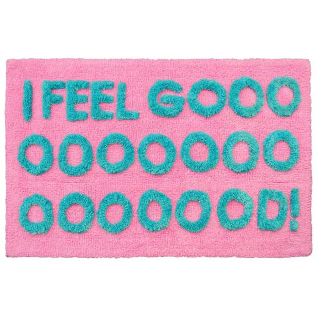 Mooky Mats I Feel Good Slogan Non Slip Bath Mat 50 x 80cm - Size: 50 x 80 x 1cm - Pink - Wilko - image 1