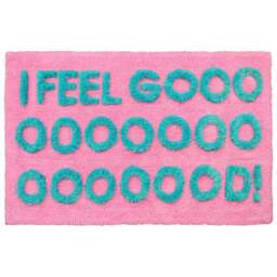 Mooky Mats I Feel Good Slogan Non Slip Bath Mat 50 x 80cm - Size: 50 x 80 x 1cm - Pink - Wilko