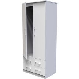 Crowndale Avon 2 Door 2 Drawer White Matt Wardrobe Ready Assembled - Size: 2 Door, 2 Drawer - Wilko - thumbnail 5