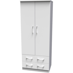 Crowndale Avon 2 Door 2 Drawer White Matt Wardrobe Ready Assembled - Size: 2 Door, 2 Drawer - Wilko - thumbnail 4