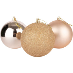 Shatchi 6cm Champagne Gold Shatterproof Christmas Bauble 18 Pack - Wilko - thumbnail 3