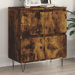 vidaXL 4 Door Smoked Oak Sideboard with Metal Legs - Size: 70 x 60 x 35cm - Brown - Wilko - thumbnail 1