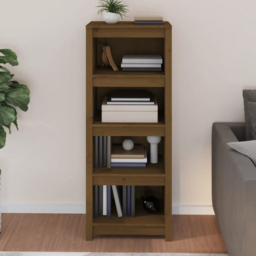 vidaXL 4 Shelf Honey Brown Solid Pine Wood Bookcase - Size: 125.5 x 50 x 35cm - Wilko