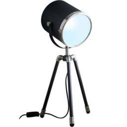 Kliving Dagon Black Shade Satin Nickel Tripod Table Lamp - Size: 54 x 28 x 28cm - Wilko