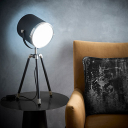 Kliving Dagon Black Shade Satin Nickel Tripod Table Lamp - Size: 54 x 28 x 28cm - Wilko - thumbnail 4