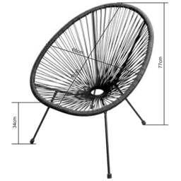 3pcs Bistro Egg Designer String Chair Indoor & Garden Set - Black - Size: 2 Seater - RayGar - Wilko - thumbnail 7