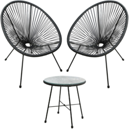 3pcs Bistro Egg Designer String Chair Indoor & Garden Set - Black - Size: 2 Seater - RayGar - Wilko - thumbnail 3