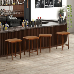 Costway Dining Bar Stool with Removable Cushion Set of 2 - Size: 74 x 44 x 33cm - Brown - Wilko - thumbnail 6