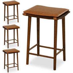 Costway Dining Bar Stool with Removable Cushion Set of 2 - Size: 74 x 44 x 33cm - Brown - Wilko - thumbnail 4