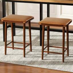 Costway Dining Bar Stool with Removable Cushion Set of 2 - Size: 74 x 44 x 33cm - Brown - Wilko - thumbnail 1
