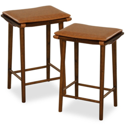Costway Dining Bar Stool with Removable Cushion Set of 2 - Size: 74 x 44 x 33cm - Brown - Wilko - thumbnail 3