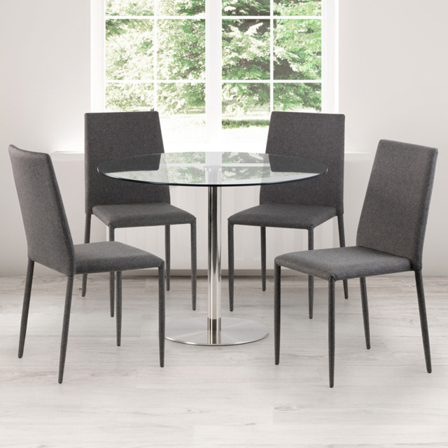 Julian Bowen Set of 4 Slate Grey Jazz Fabric Chairs - Wilko - image 1