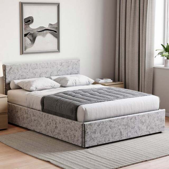 VIDA DESIGNS Veronica King Size Silver Velvet Ottoman Bed - Wilko - image 1