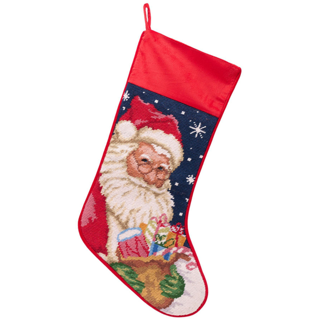 The Christmas Gift Co Needlepoint Christmas Santa Stocking - Size: 44 x 0.5 x 25cm - Red - The Christmas Gift Co. - Wilko - image 1