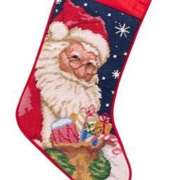 The Christmas Gift Co Needlepoint Christmas Santa Stocking - Size: 44 x 0.5 x 25cm - Red - The Christmas Gift Co. - Wilko - thumbnail 4