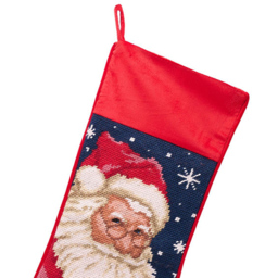The Christmas Gift Co Needlepoint Christmas Santa Stocking - Size: 44 x 0.5 x 25cm - Red - The Christmas Gift Co. - Wilko - thumbnail 3
