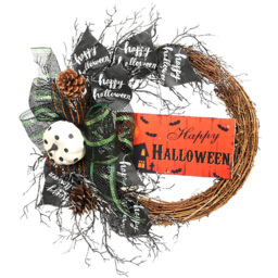Living and Home Halloween Wreath with Black Bows 40cm - Wilko - thumbnail 4