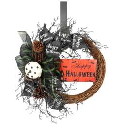 Living and Home Halloween Wreath with Black Bows 40cm - Wilko - thumbnail 1