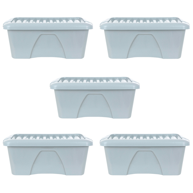 Wham 34L Soft Grey Home Upcycle Storage Box with Lid 5 Pack - Wilko - image 1