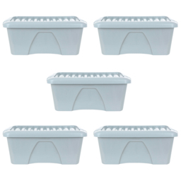 Wham 34L Soft Grey Home Upcycle Storage Box with Lid 5 Pack - Wilko - thumbnail 1