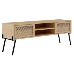 FWStyle Naive 2 Door 2 Shelf Sapphire Oak Wide TV Unit - Size: 51 x 143 x 36cm - Brown - Wilko - thumbnail 3