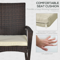 Outsunny Brown PE Rattan Rocking Chair with Cushion - Size: 1 Seater - Wilko - thumbnail 6