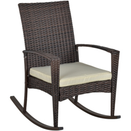 Outsunny Brown PE Rattan Rocking Chair with Cushion - Size: 1 Seater - Wilko - thumbnail 3