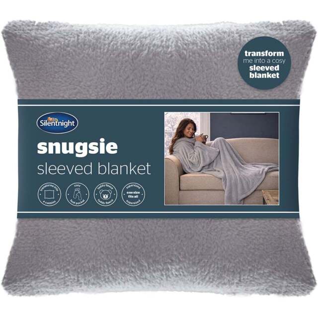 Silentnight Snugsie Sleeved Blanket  - Silver - Wilko