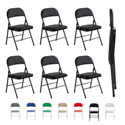 Set of 6 Black Padded Folding Metal Dining Chairs - MCC - Wilko - thumbnail 3