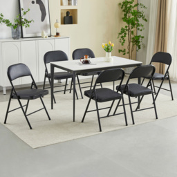 Set of 6 Black Padded Folding Metal Dining Chairs - MCC - Wilko - thumbnail 6