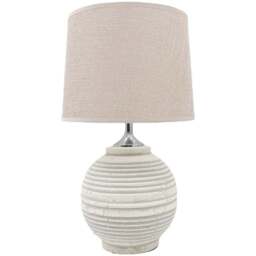Acacia Home 44cm Cream Rustic Ceramic Table Lamp with Fabric Shade - Size: 44 x 15 x 15cm - Multi - Wilko