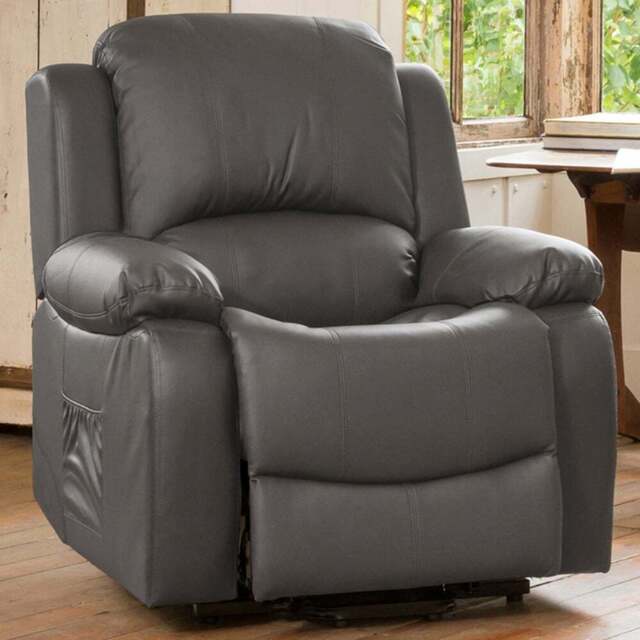 Glendale Single Seater Grey Bonded Leather Manual Recliner Sofa - Artemis Home - Wilko - image 1