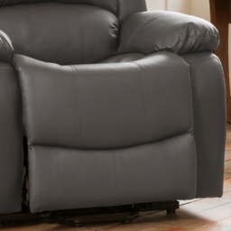 Glendale Single Seater Grey Bonded Leather Manual Recliner Sofa - Artemis Home - Wilko - thumbnail 4