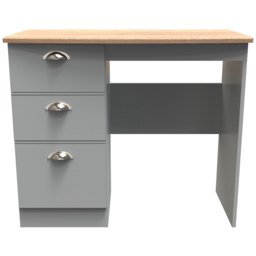 Crowndale Victoria 3 Drawer Dusk Grey and Oak Computer Desk - Size: 41.5 x 95 x 79.5cm - Wilko - thumbnail 3
