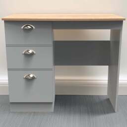 Crowndale Victoria 3 Drawer Dusk Grey and Oak Computer Desk - Size: 41.5 x 95 x 79.5cm - Wilko