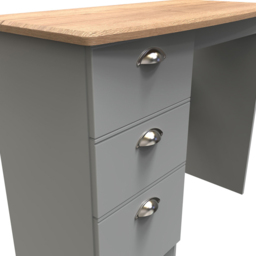 Crowndale Victoria 3 Drawer Dusk Grey and Oak Computer Desk - Size: 41.5 x 95 x 79.5cm - Wilko - thumbnail 6