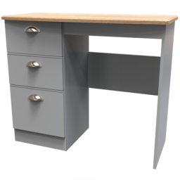 Crowndale Victoria 3 Drawer Dusk Grey and Oak Computer Desk - Size: 41.5 x 95 x 79.5cm - Wilko - thumbnail 5
