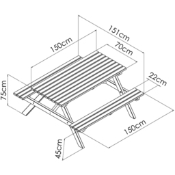 Cerland Alma 6 Seater Wooden Picnic Table - Tan - Wilko - thumbnail 5