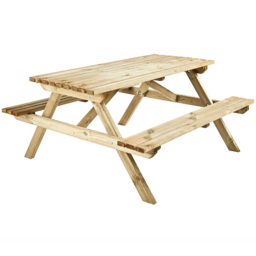 Cerland Alma 6 Seater Wooden Picnic Table - Tan - Wilko - thumbnail 3
