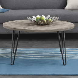 Dorel Owen Grey Oak Round Coffee Table - Size: 45 x 90 x 90cm - grey/oak - Wilko