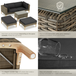 tectake Bellaria 4 Seater Nature Garden Furniture Set - Wilko - thumbnail 6