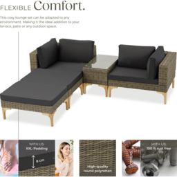 tectake Bellaria 4 Seater Nature Garden Furniture Set - Wilko - thumbnail 4