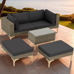 tectake Bellaria 4 Seater Nature Garden Furniture Set - Wilko - thumbnail 1