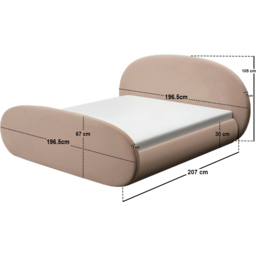 Flair Amos Double Beige Velvet Sidelift Oval Ottoman Bed - Cream - Wilko - thumbnail 6